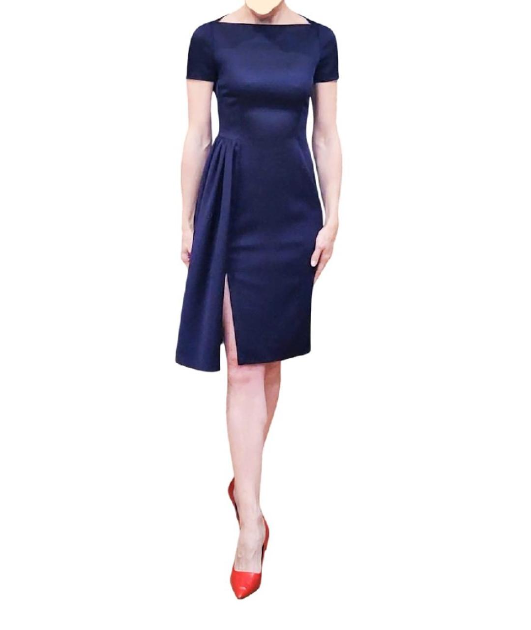MOSCHINO Темно-синее шелковое коктейльное платье, фото 2