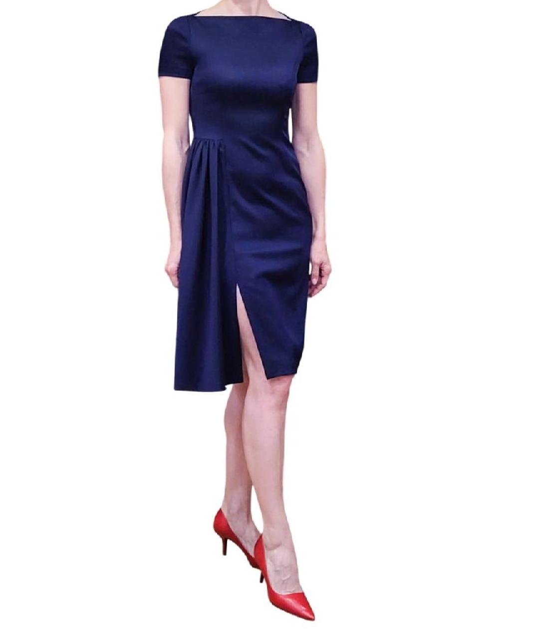 MOSCHINO Темно-синее шелковое коктейльное платье, фото 4