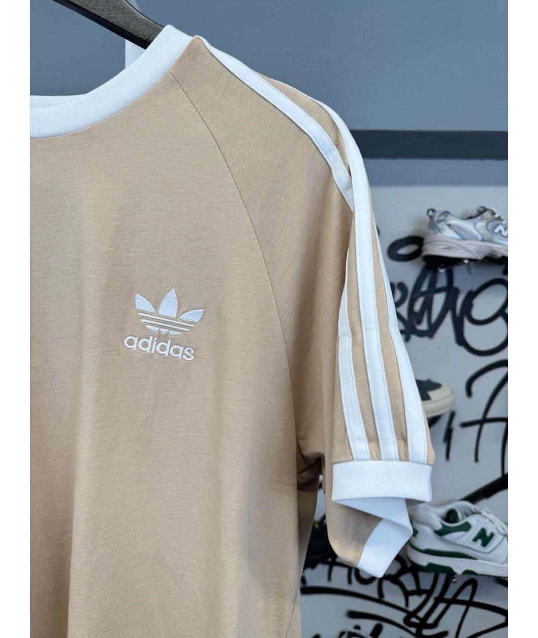 ADIDAS Бежевая хлопковая футболка, фото 4