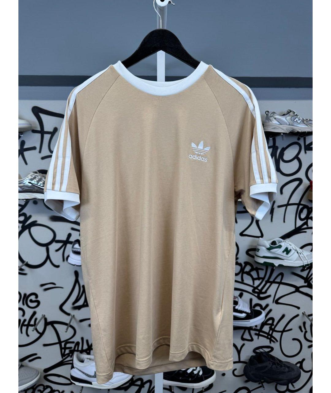 ADIDAS Бежевая хлопковая футболка, фото 2