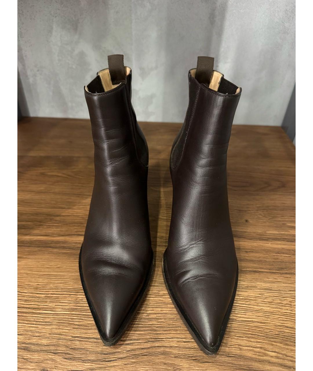 GIANVITO ROSSI Коричневые кожаные ботильоны, фото 2