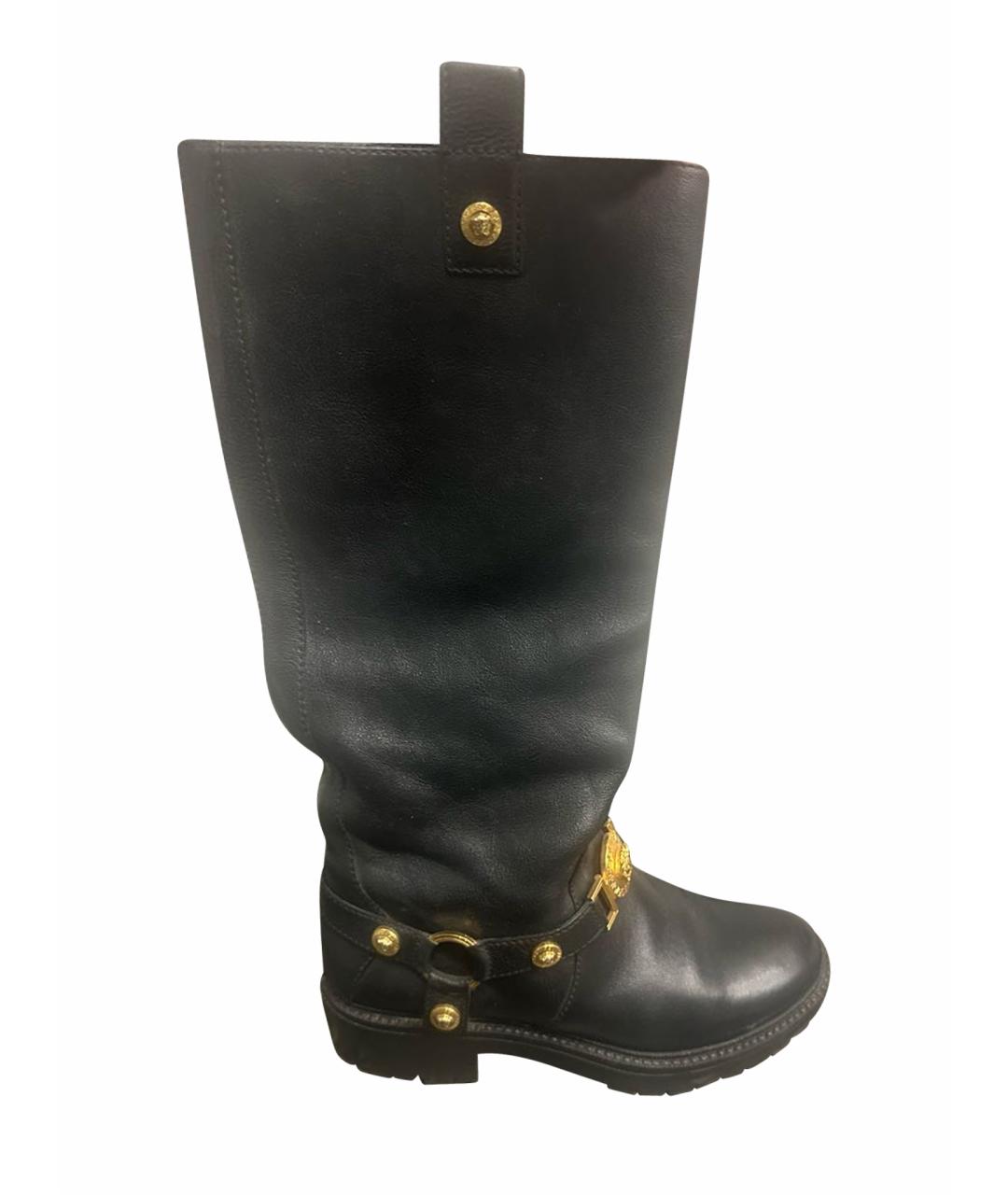 VERSACE Черные кожаные сапоги, фото 5