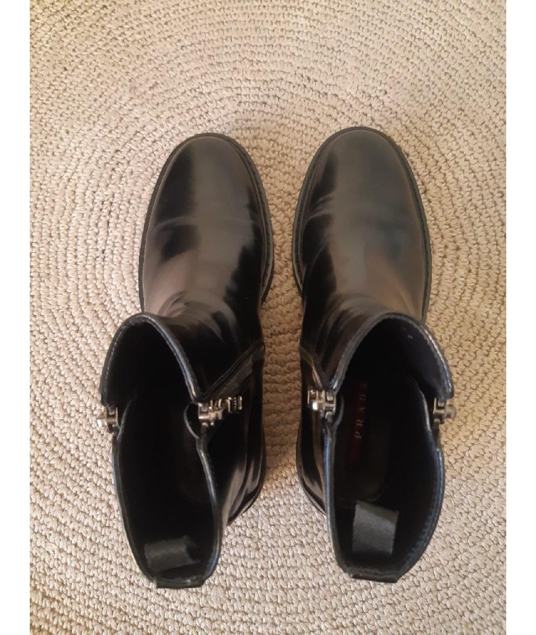 PRADA Черные кожаные ботинки, фото 3