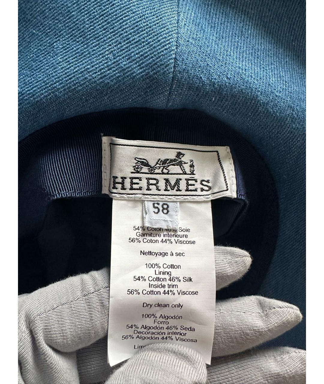 HERMES Синяя хлопковая шляпа, фото 3