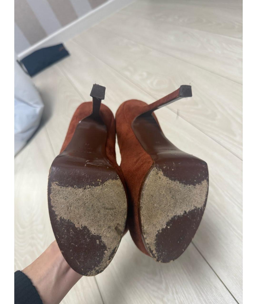 SAINT LAURENT Оранжевое замшевые туфли, фото 7