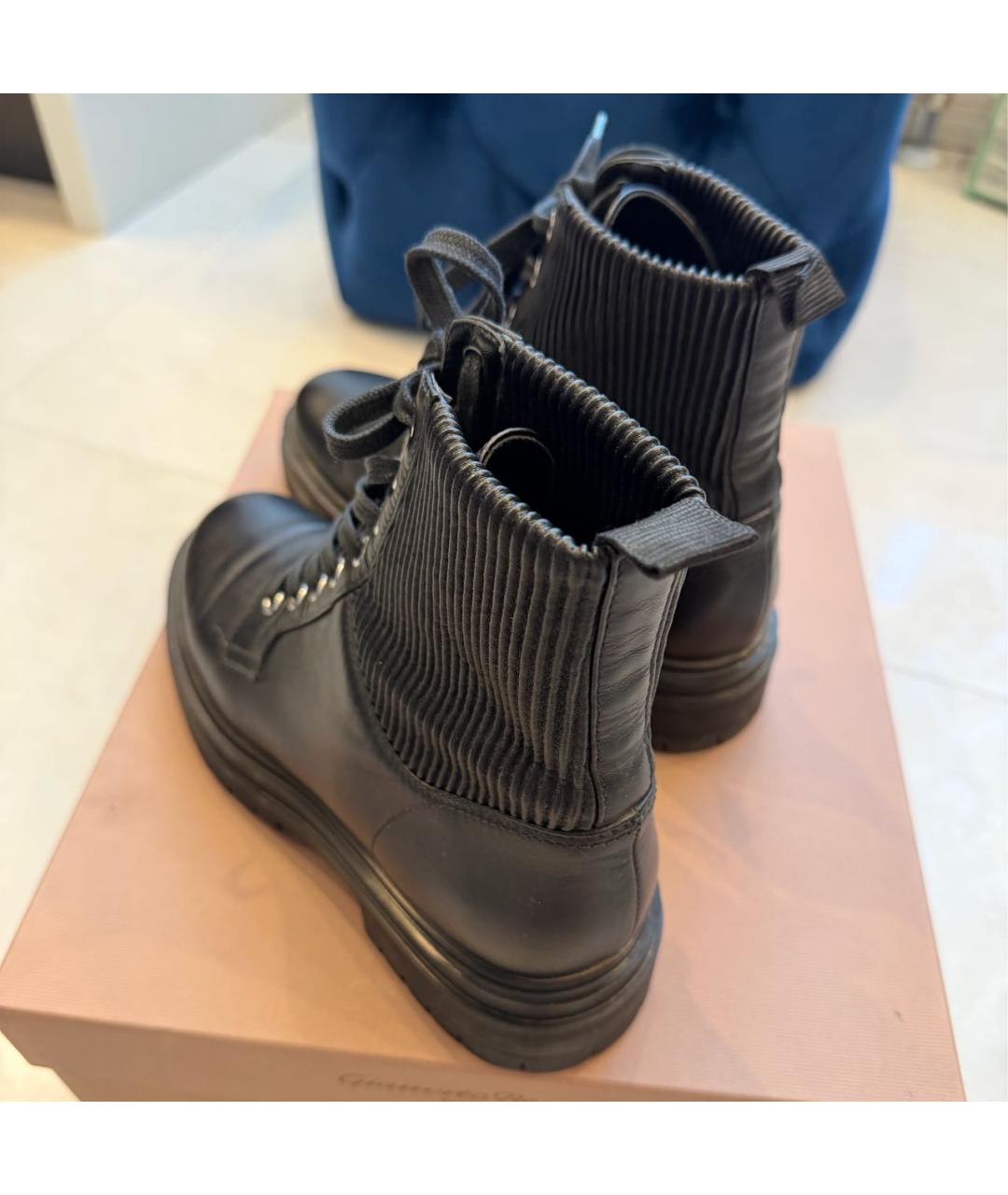 GIANVITO ROSSI Черные кожаные ботинки, фото 3