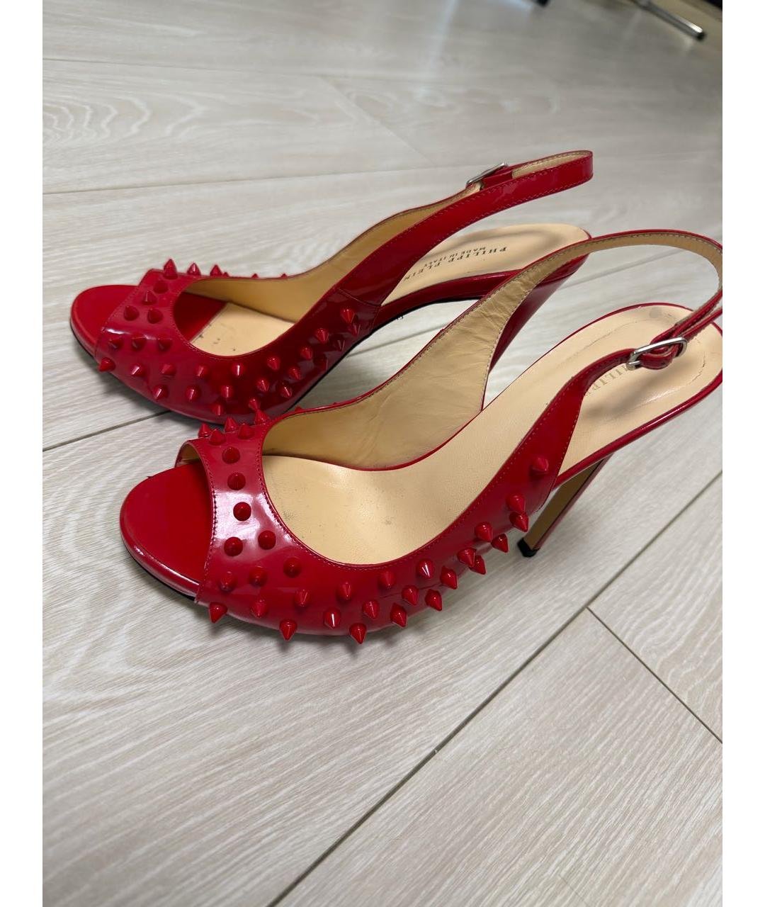 PHILIPP PLEIN Красные босоножки из лакированной кожи, фото 5
