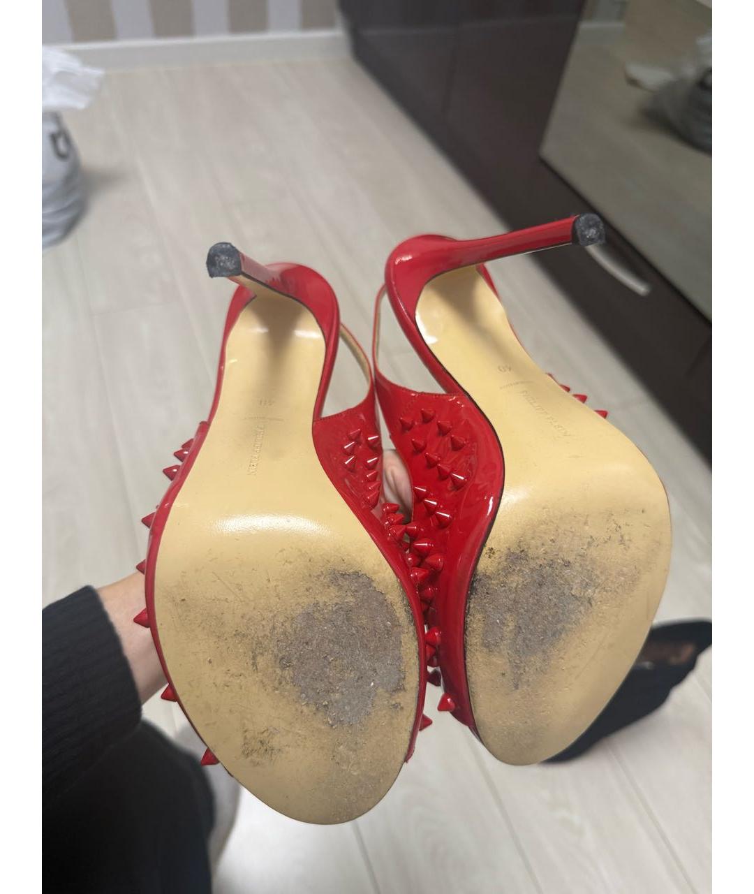 PHILIPP PLEIN Красные босоножки из лакированной кожи, фото 6