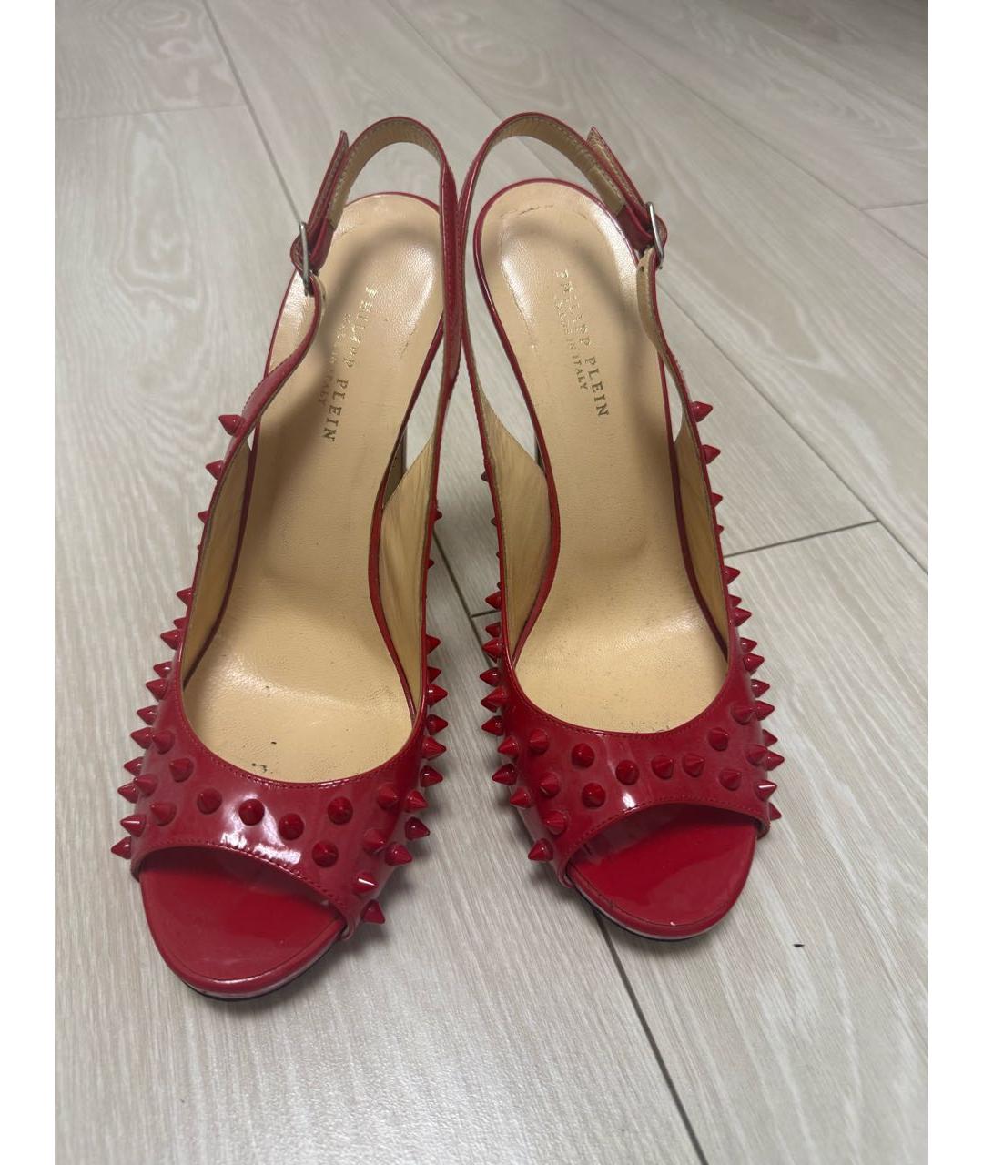 PHILIPP PLEIN Красные босоножки из лакированной кожи, фото 3