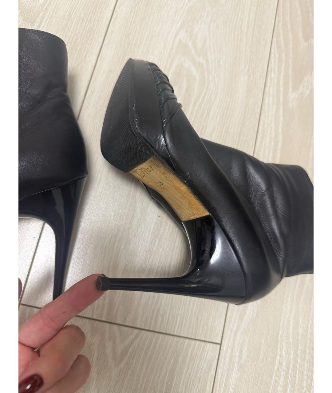 CHRISTIAN DIOR Черные кожаные ботильоны, фото 7