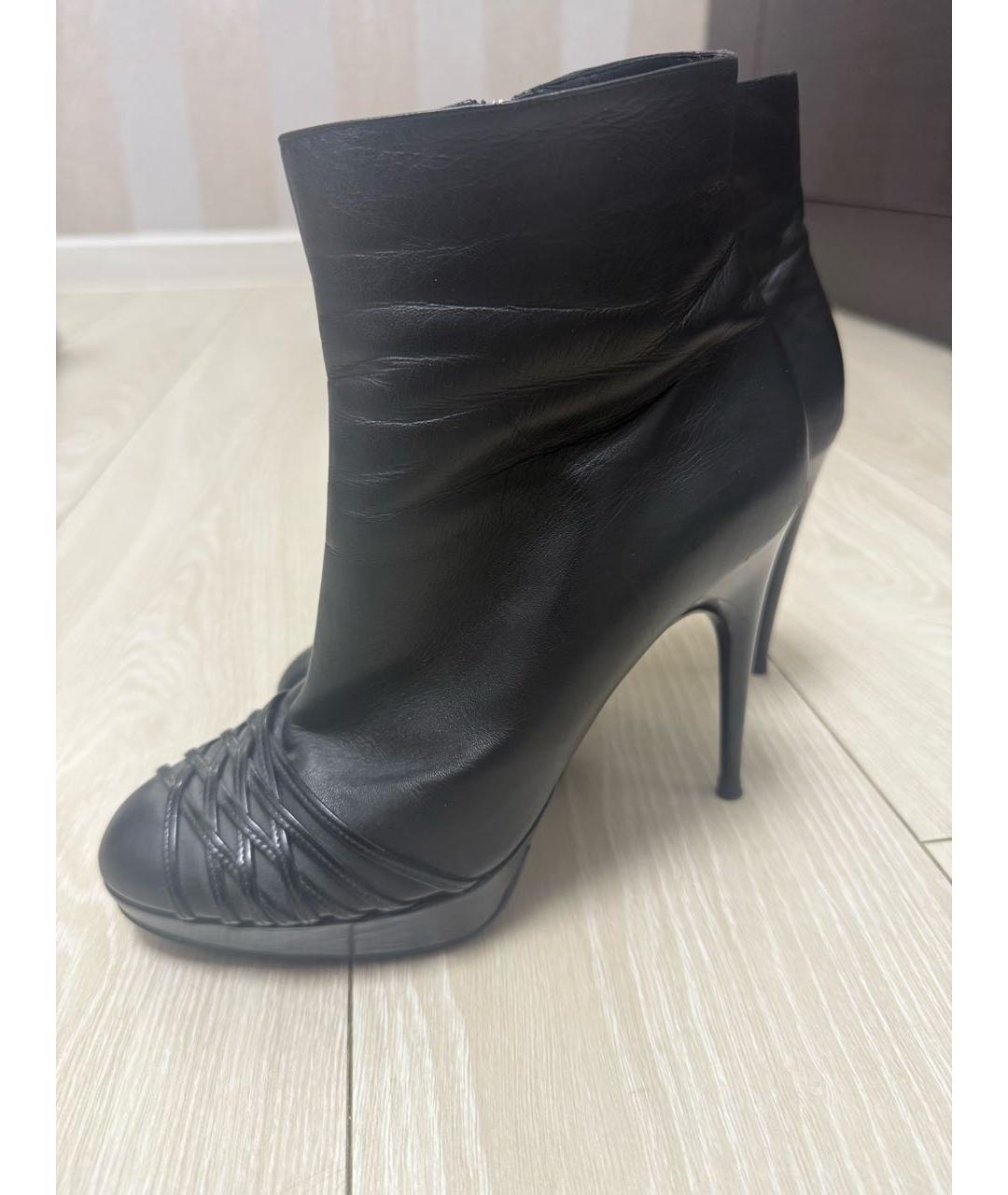 CHRISTIAN DIOR Черные кожаные ботильоны, фото 4