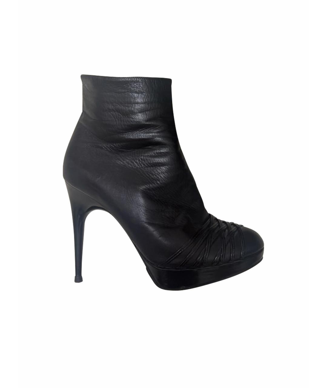 CHRISTIAN DIOR Черные кожаные ботильоны, фото 1