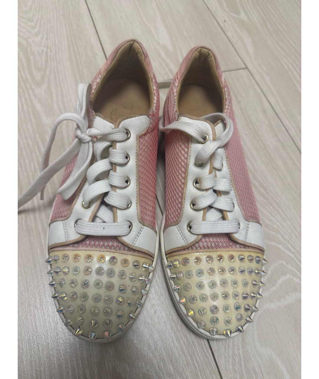 CHRISTIAN LOUBOUTIN Розовые текстильные кеды, фото 7