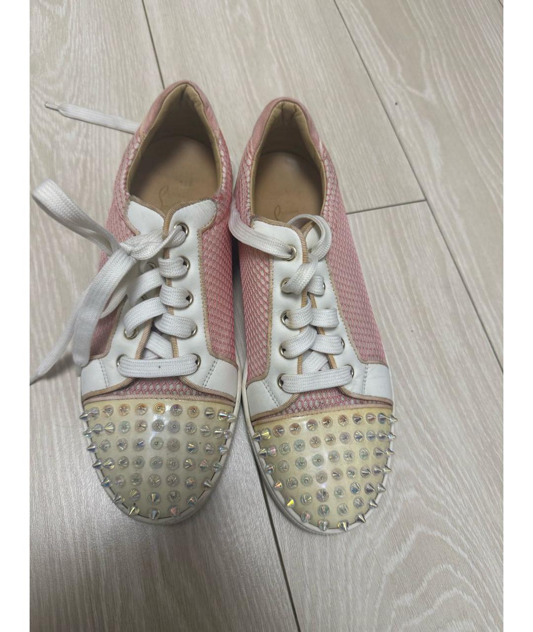 CHRISTIAN LOUBOUTIN Розовые текстильные кеды, фото 2