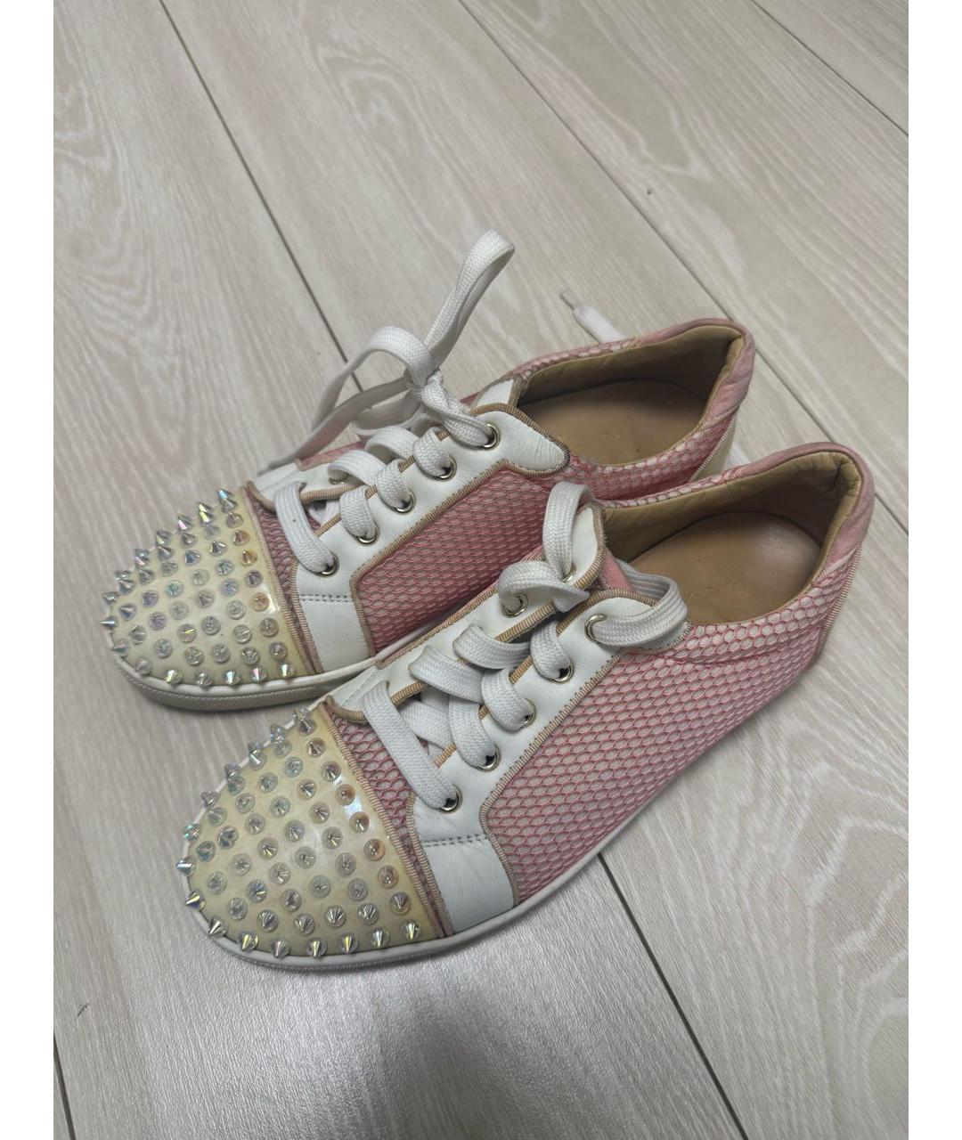 CHRISTIAN LOUBOUTIN Розовые текстильные кеды, фото 3