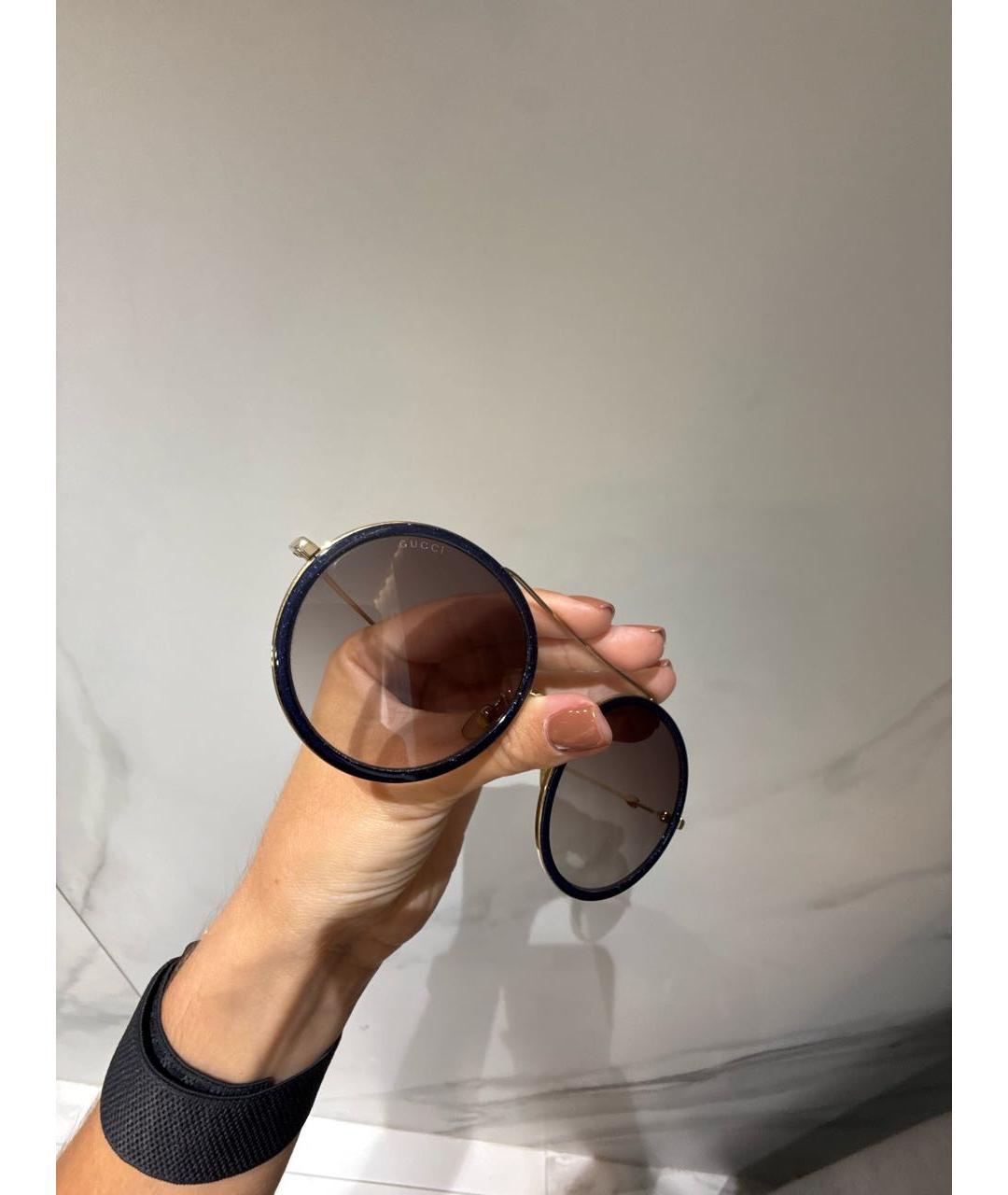 GUCCI Синие металлические солнцезащитные очки, фото 3