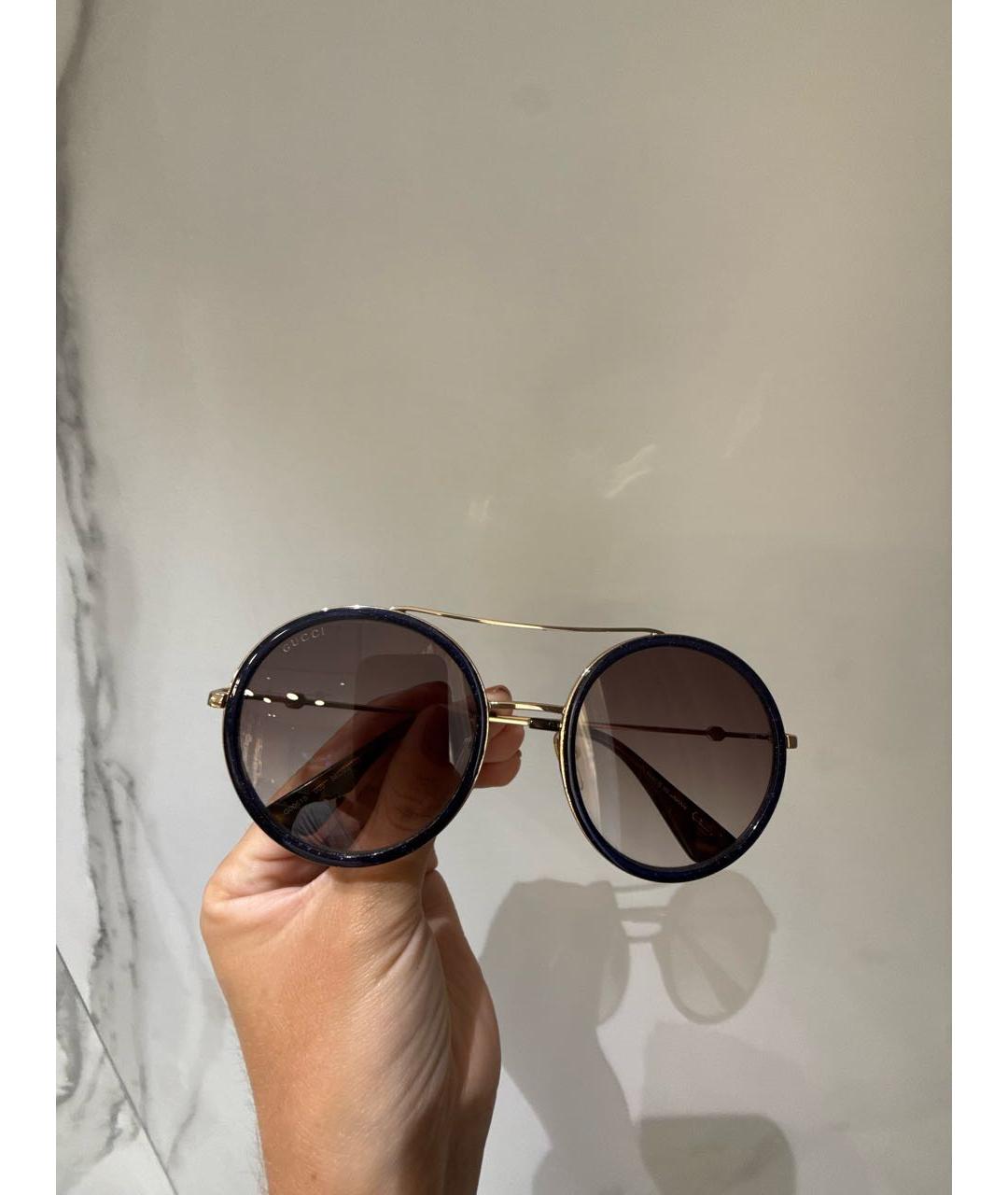 GUCCI Синие металлические солнцезащитные очки, фото 5