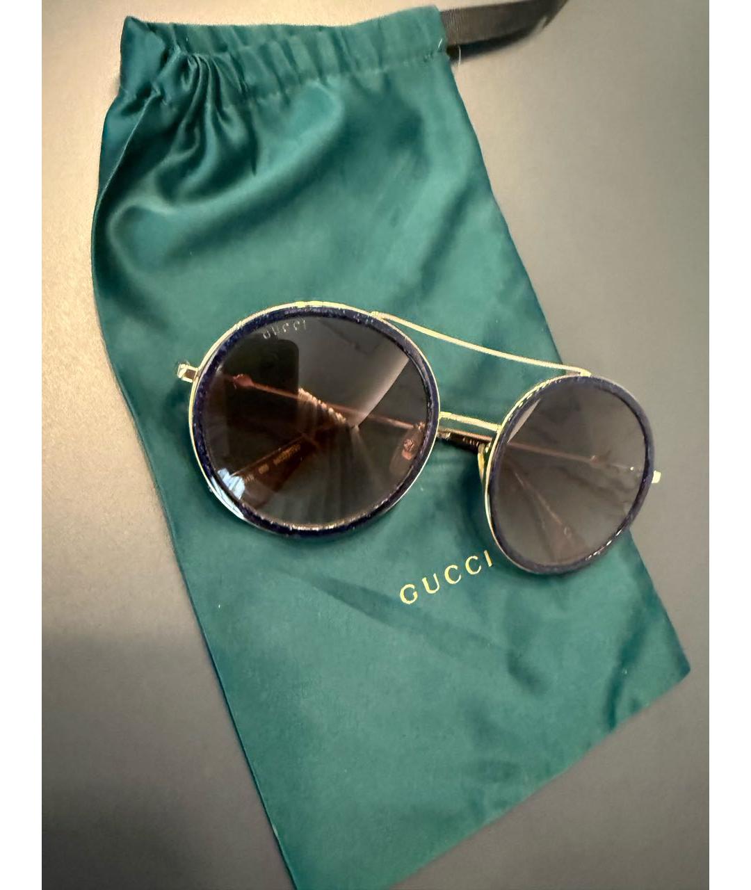 GUCCI Синие металлические солнцезащитные очки, фото 4