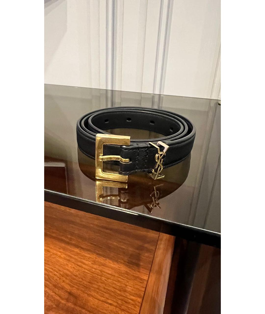 SAINT LAURENT Черный кожаный ремень, фото 4