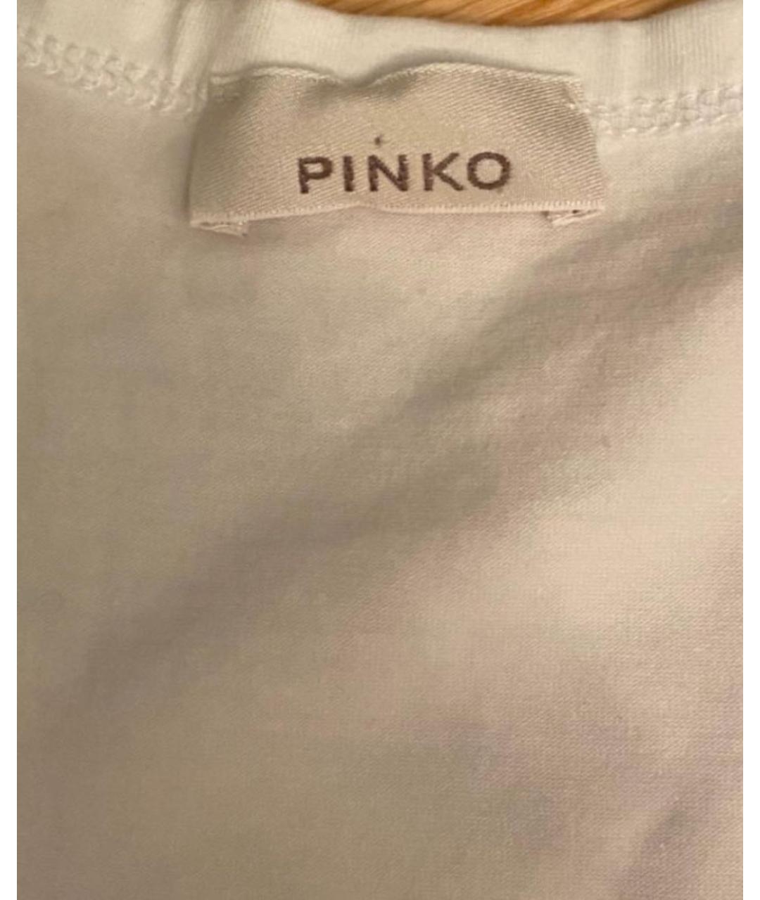 PINKO Белая хлопко-эластановая майка, фото 5