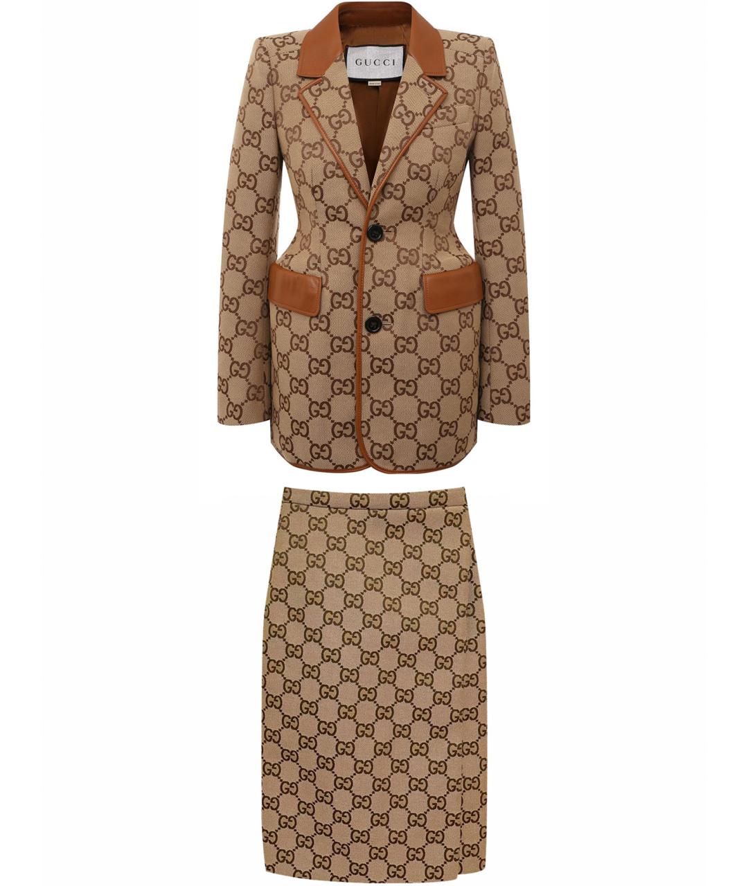 GUCCI Коричневый хлопковый костюм с юбками, фото 1
