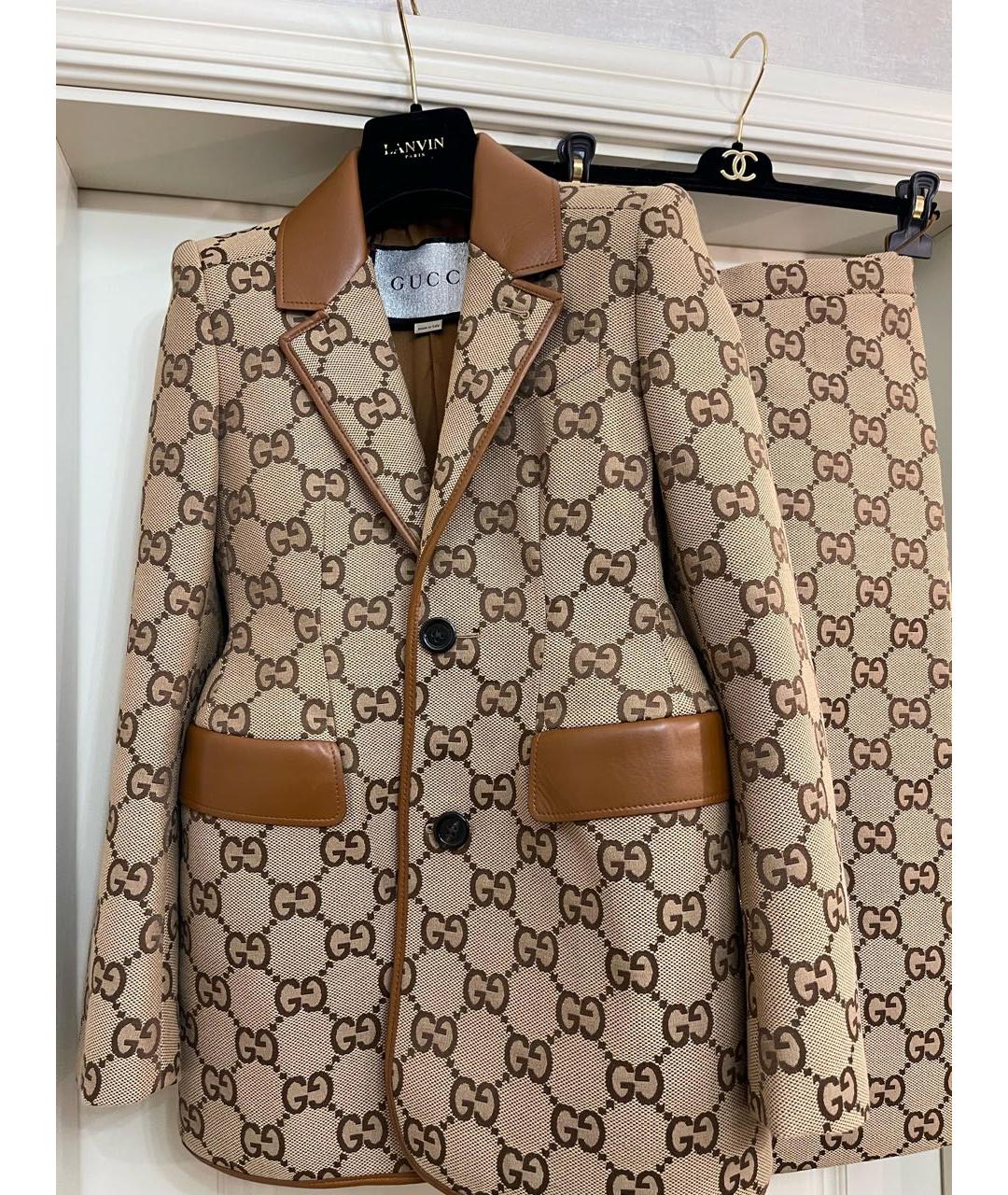 GUCCI Коричневый хлопковый костюм с юбками, фото 9