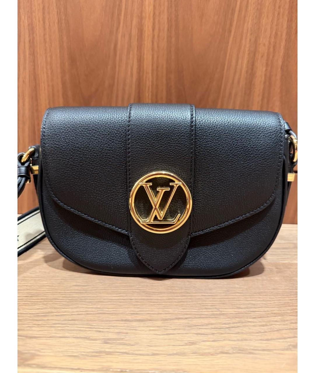 LOUIS VUITTON Черная кожаная сумка через плечо, фото 5