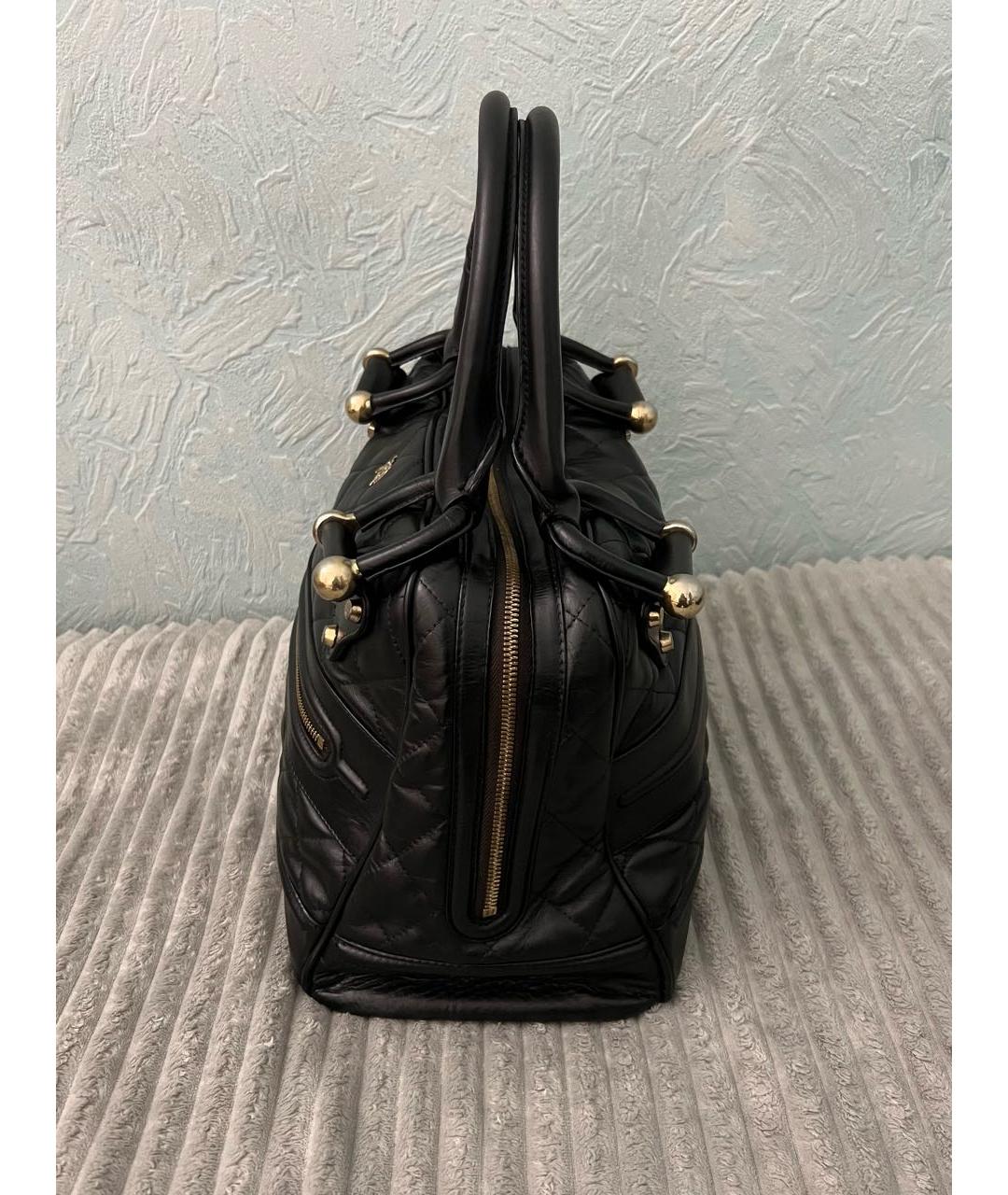 BURBERRY Черная кожаная сумка с короткими ручками, фото 5