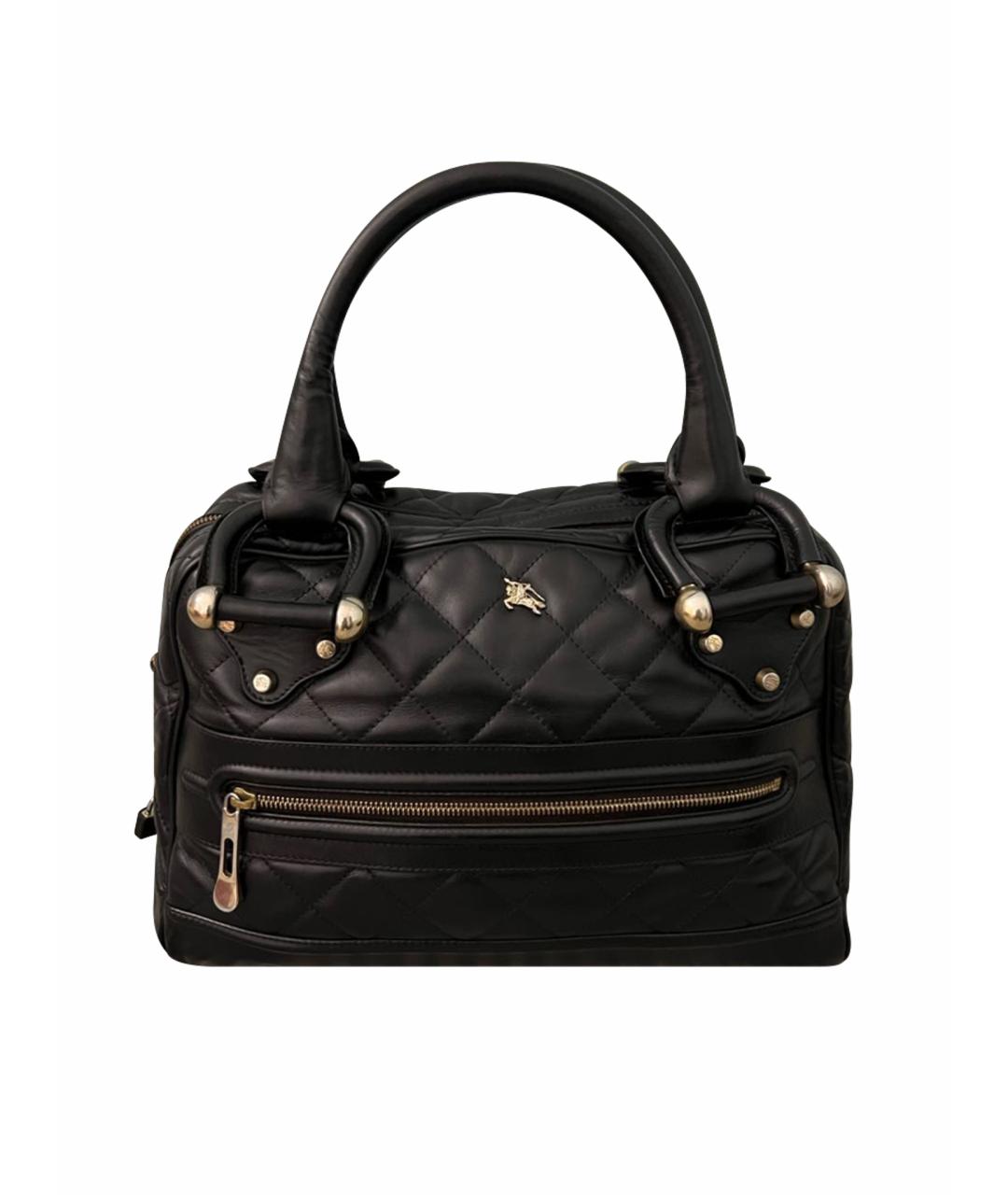 BURBERRY Черная кожаная сумка с короткими ручками, фото 1