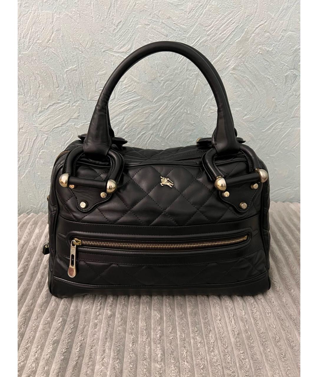 BURBERRY Черная кожаная сумка с короткими ручками, фото 9