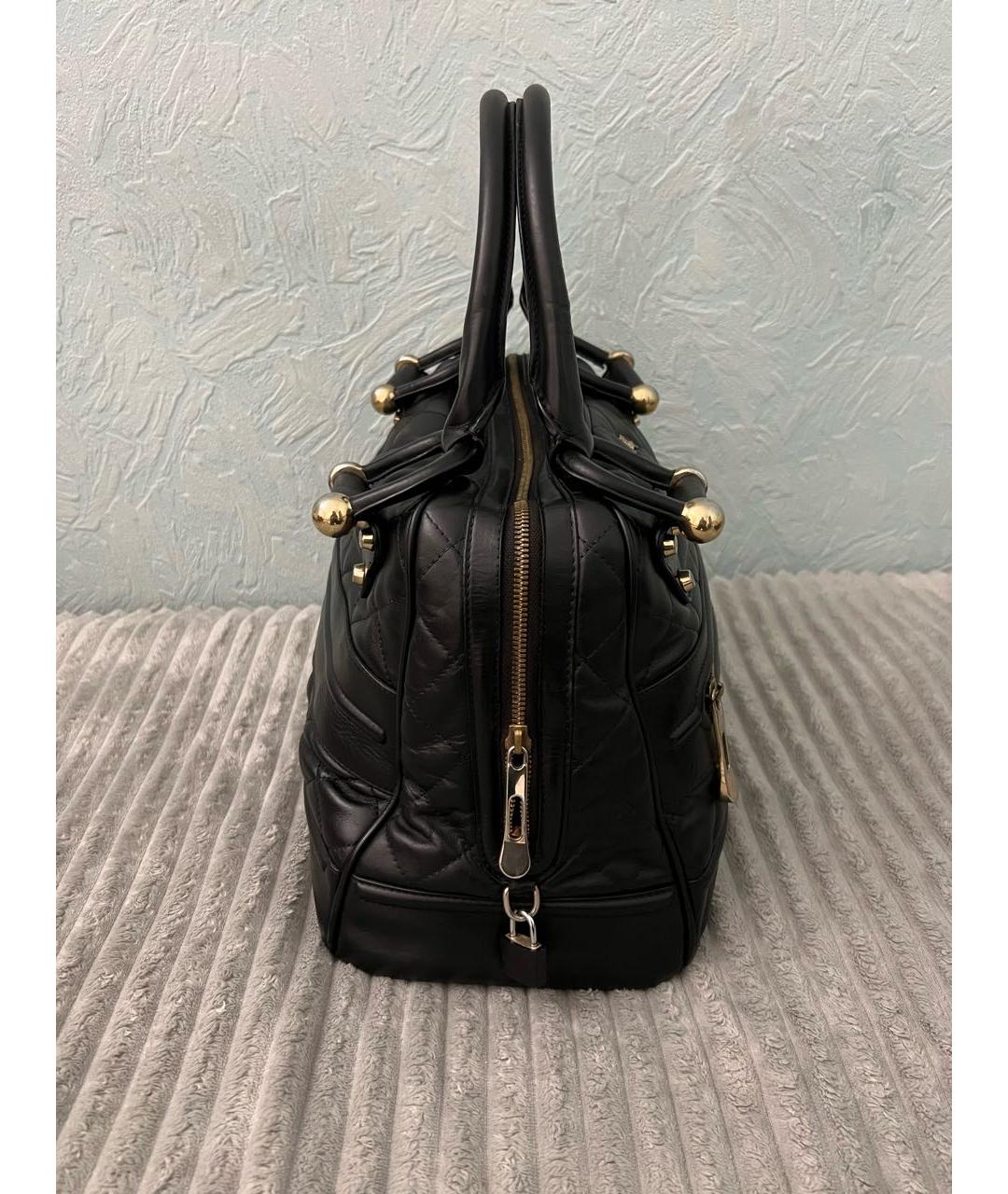BURBERRY Черная кожаная сумка с короткими ручками, фото 4