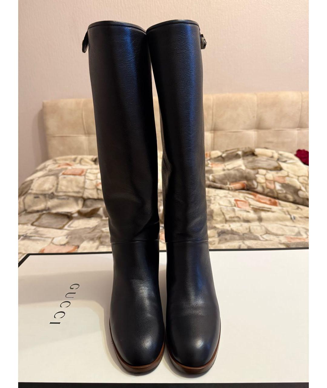 GUCCI Коричневые кожаные сапоги, фото 2