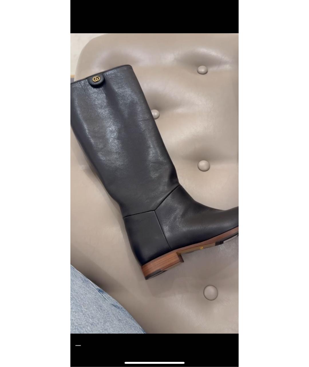 GUCCI Коричневые кожаные сапоги, фото 5