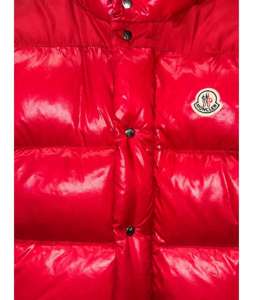 MONCLER Красный полиамидовый пуховик, фото 4