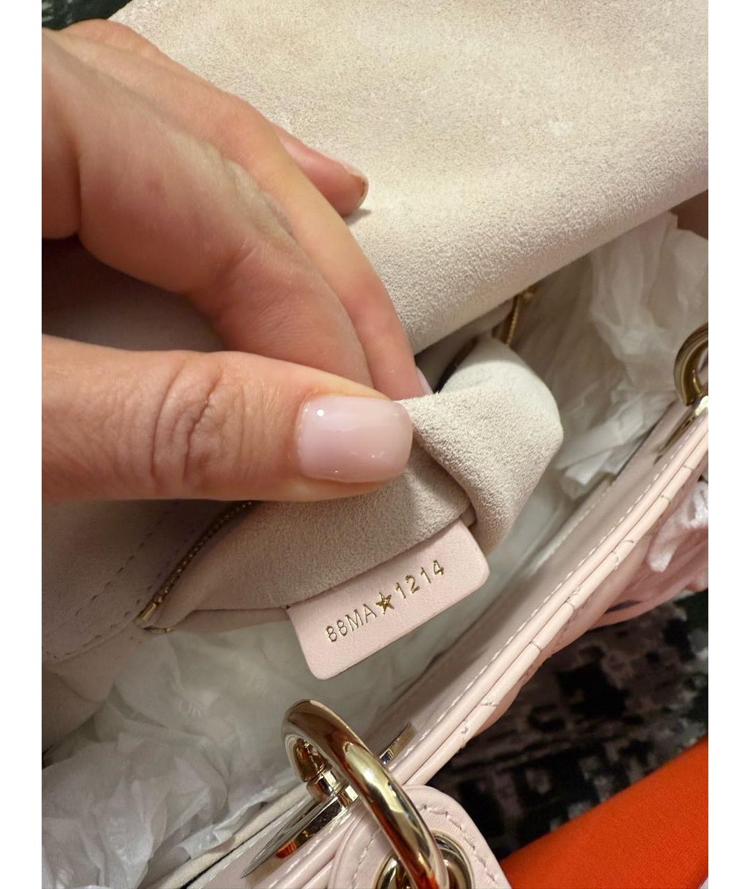 CHRISTIAN DIOR Розовая кожаная сумка с короткими ручками, фото 5