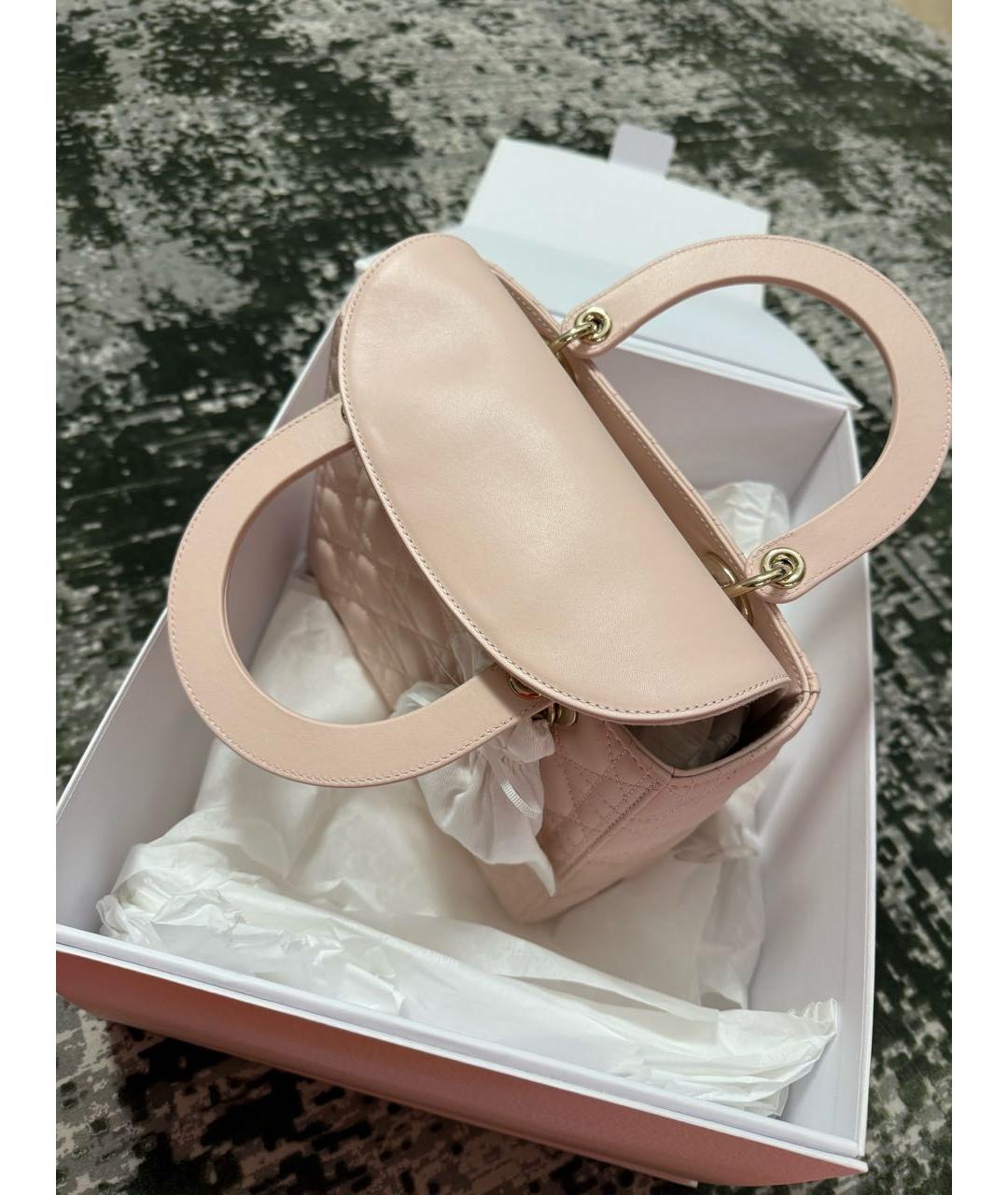 CHRISTIAN DIOR Розовая кожаная сумка с короткими ручками, фото 4