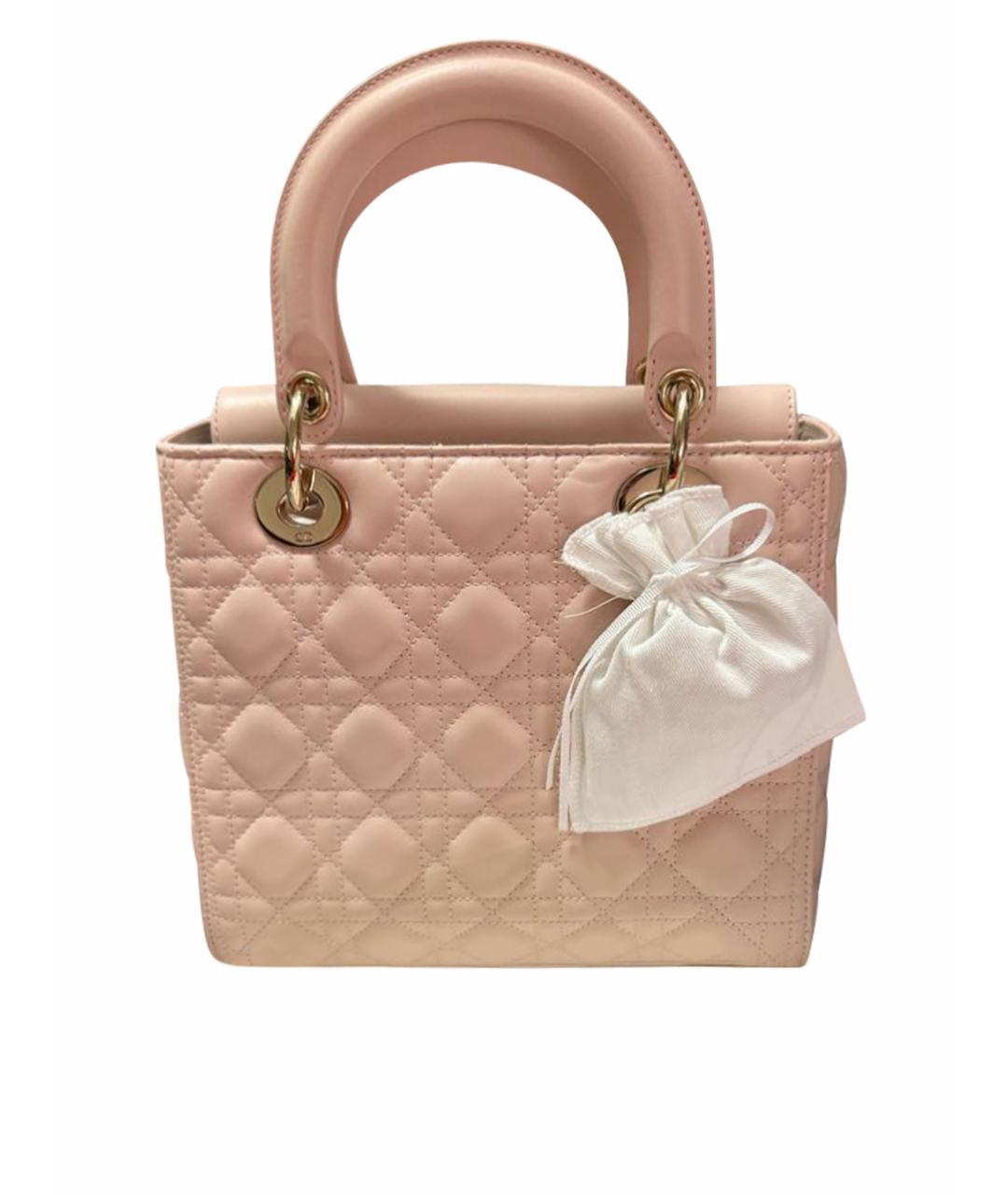 CHRISTIAN DIOR Розовая кожаная сумка с короткими ручками, фото 1