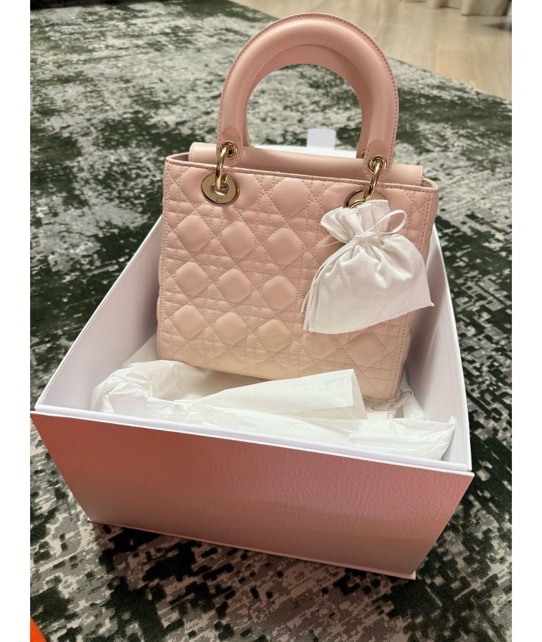 CHRISTIAN DIOR Розовая кожаная сумка с короткими ручками, фото 6