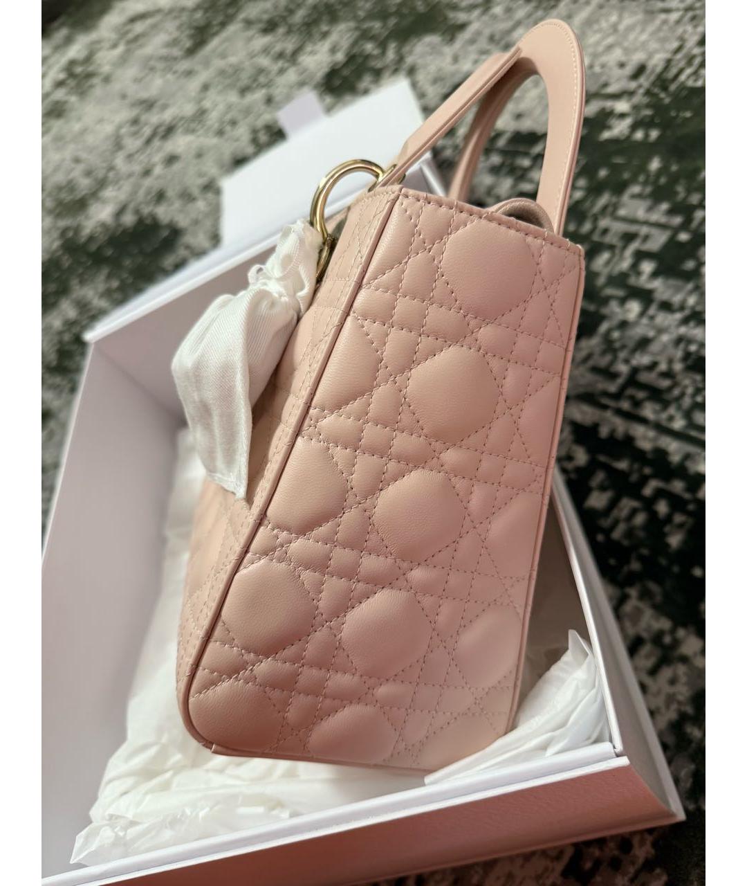 CHRISTIAN DIOR Розовая кожаная сумка с короткими ручками, фото 3