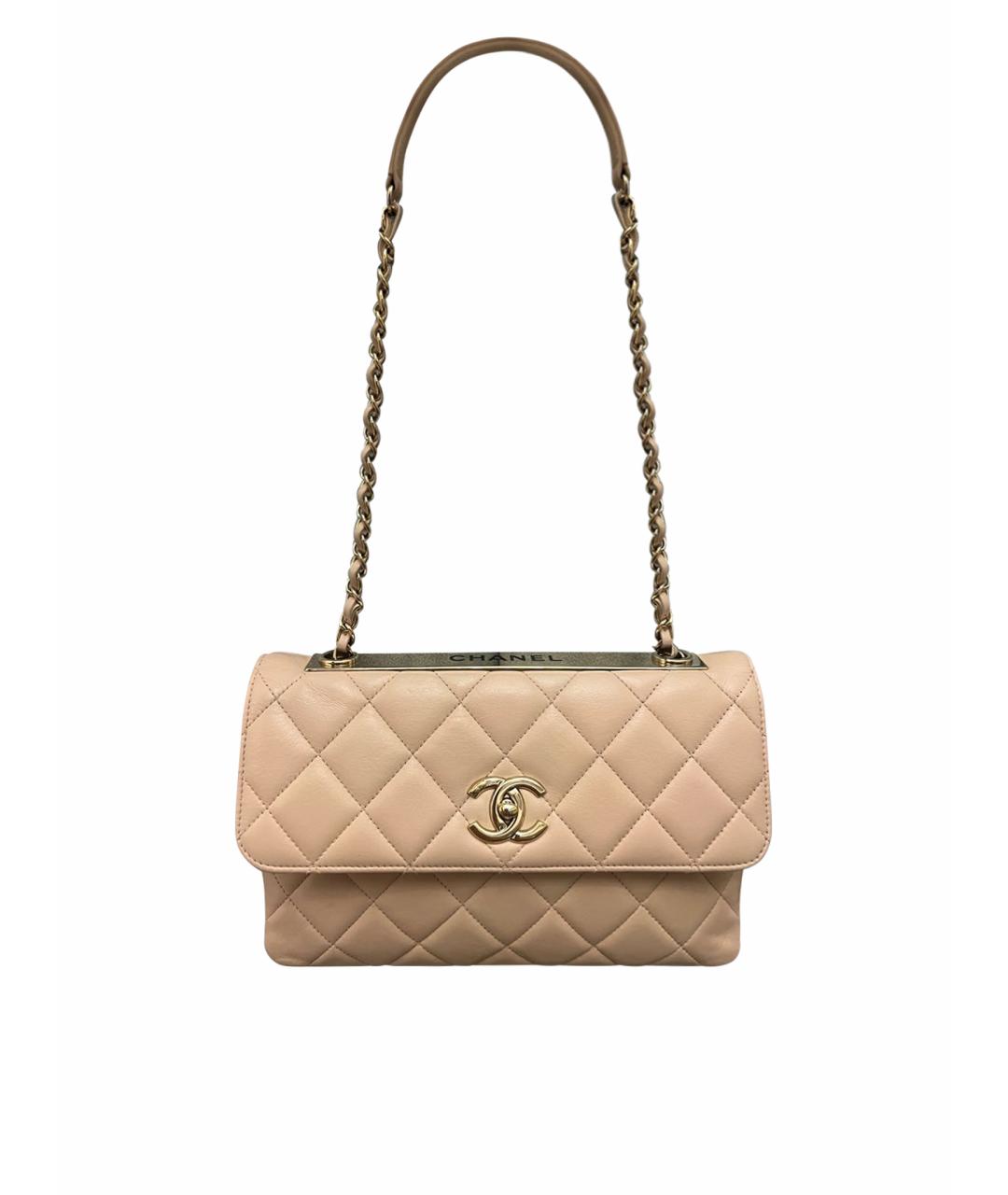 CHANEL Бежевая кожаная сумка через плечо, фото 1