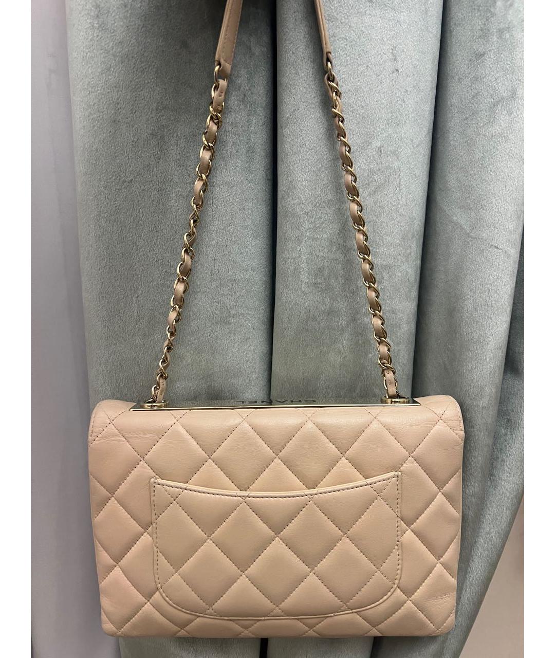 CHANEL Бежевая кожаная сумка через плечо, фото 3