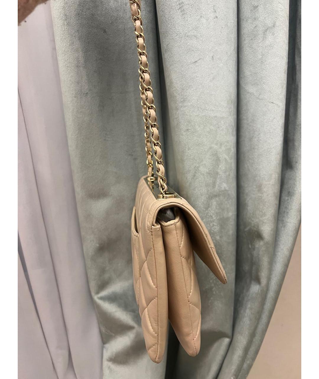 CHANEL Бежевая кожаная сумка через плечо, фото 5