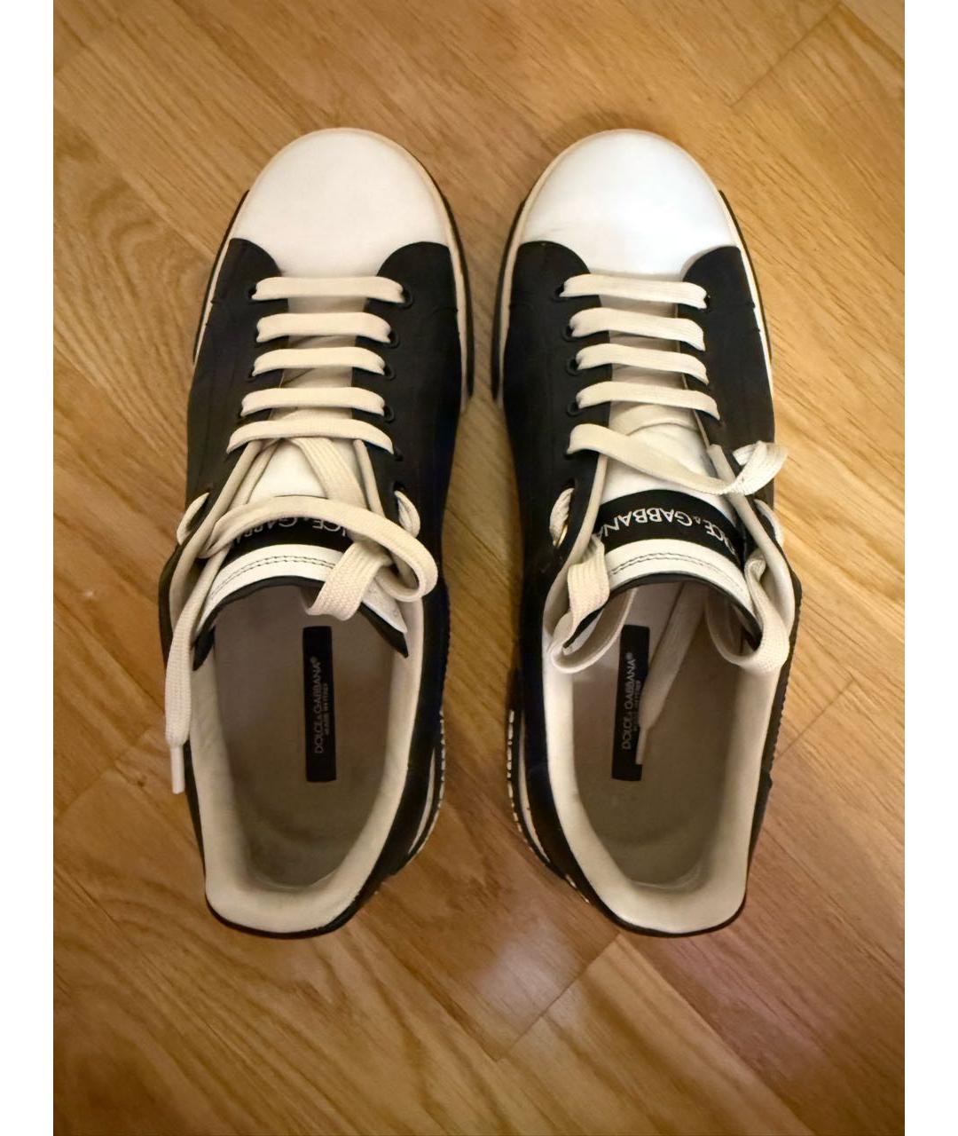 DOLCE&GABBANA Черные кожаные низкие кроссовки / кеды, фото 3