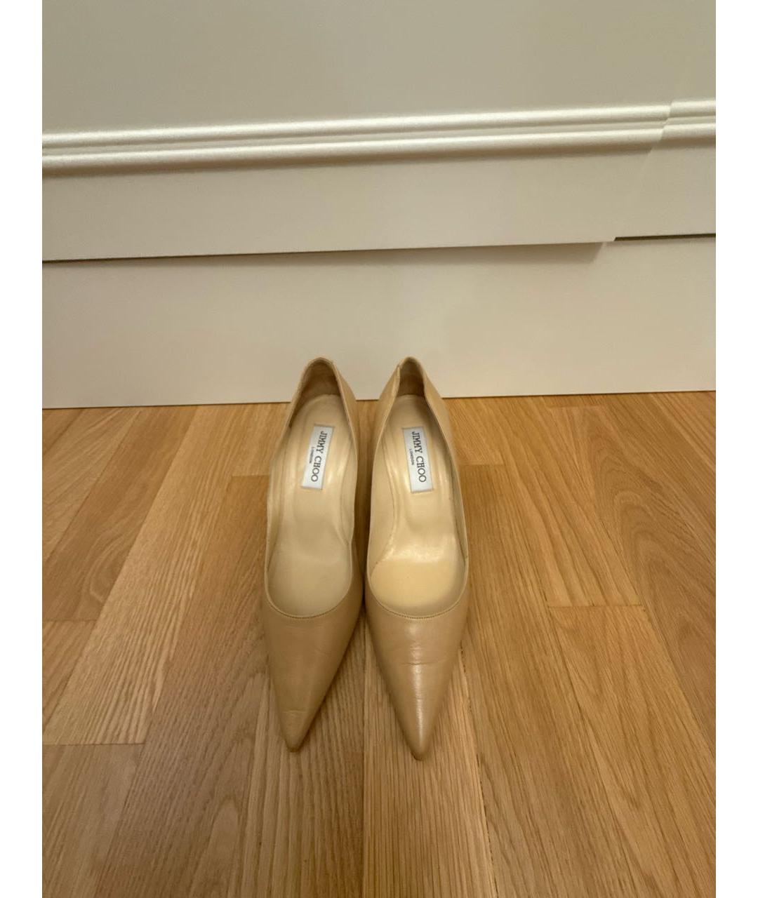 JIMMY CHOO Бежевые кожаные туфли, фото 2