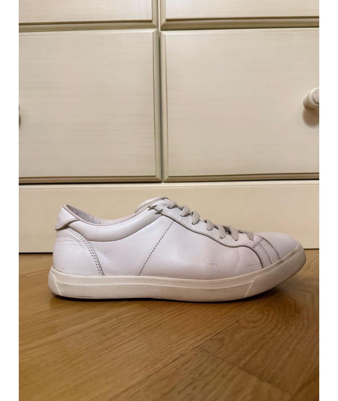 MONCLER Белые кожаные низкие кроссовки / кеды, фото 8