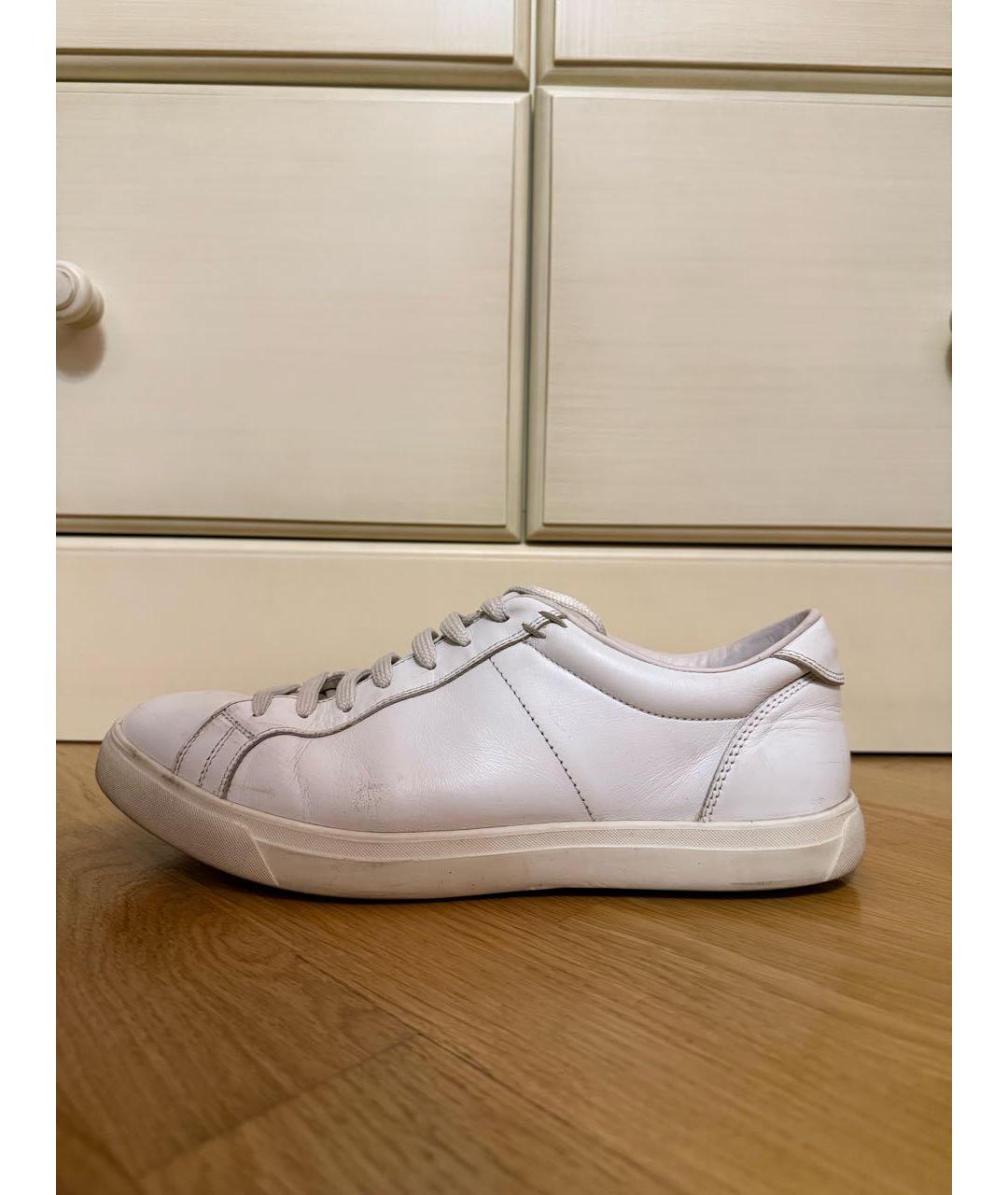 MONCLER Белые кожаные низкие кроссовки / кеды, фото 7
