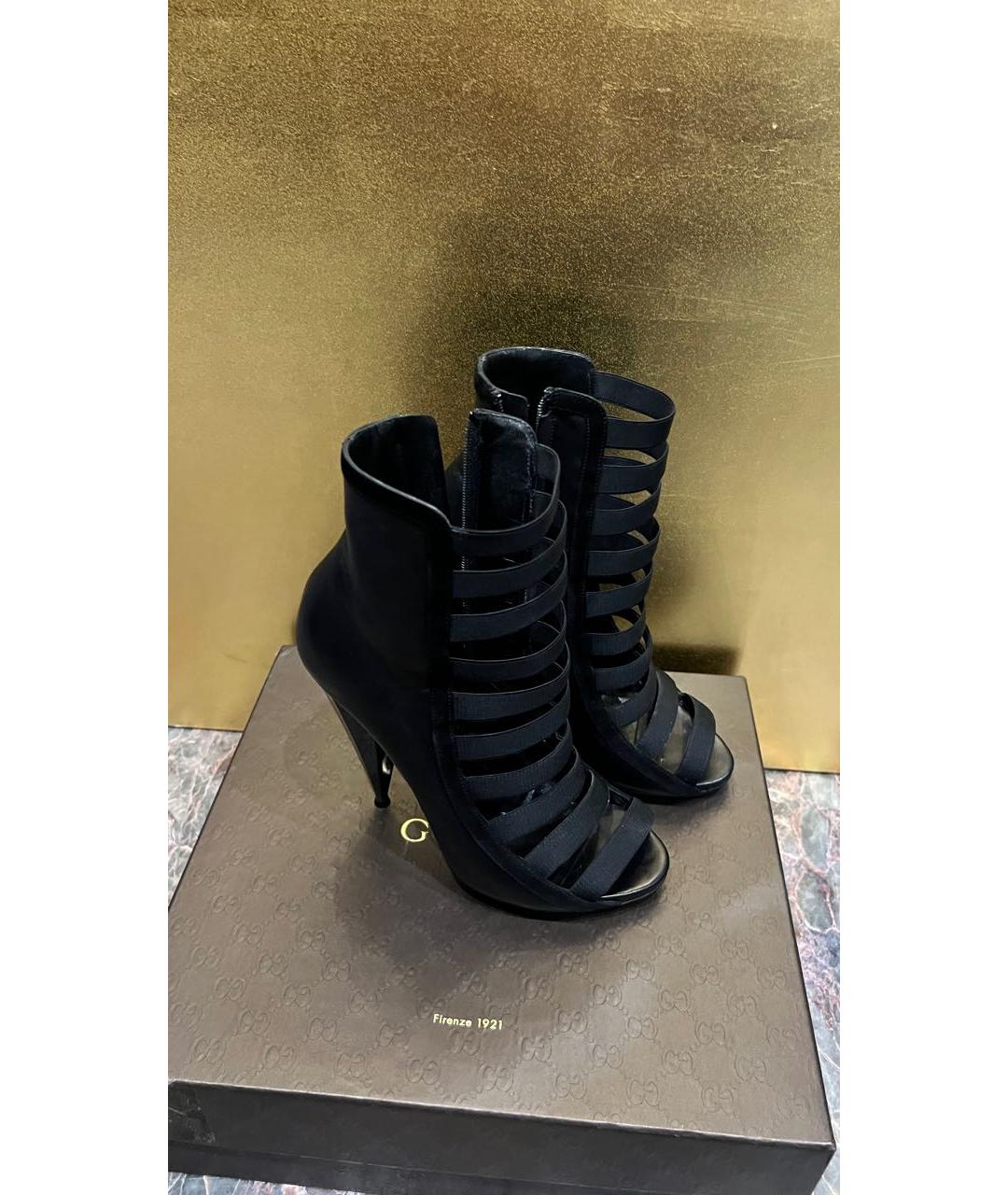 GUCCI Черные кожаные босоножки, фото 4