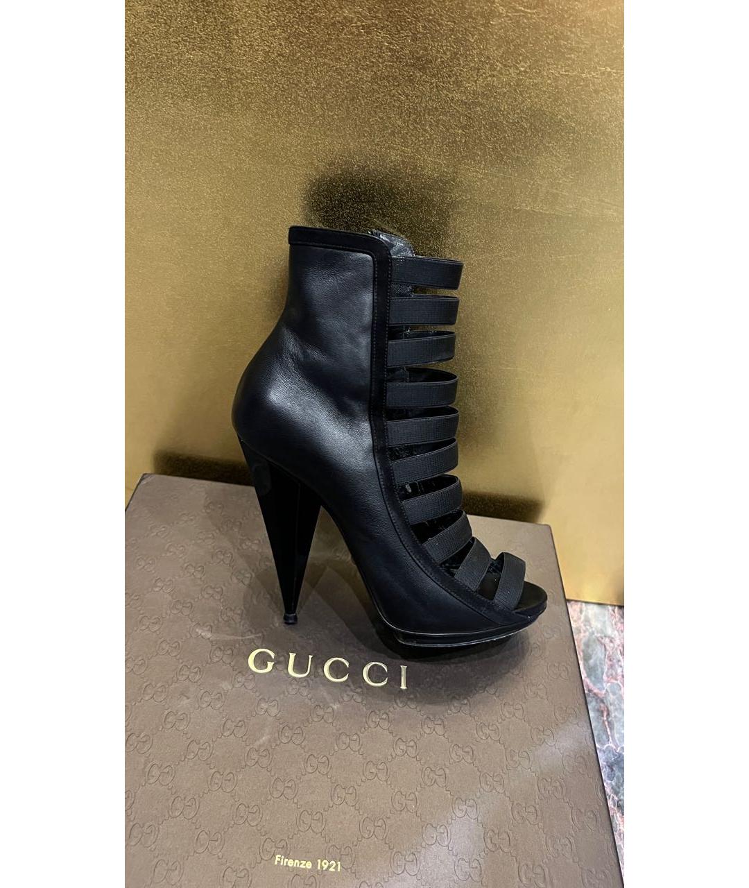 GUCCI Черные кожаные босоножки, фото 8