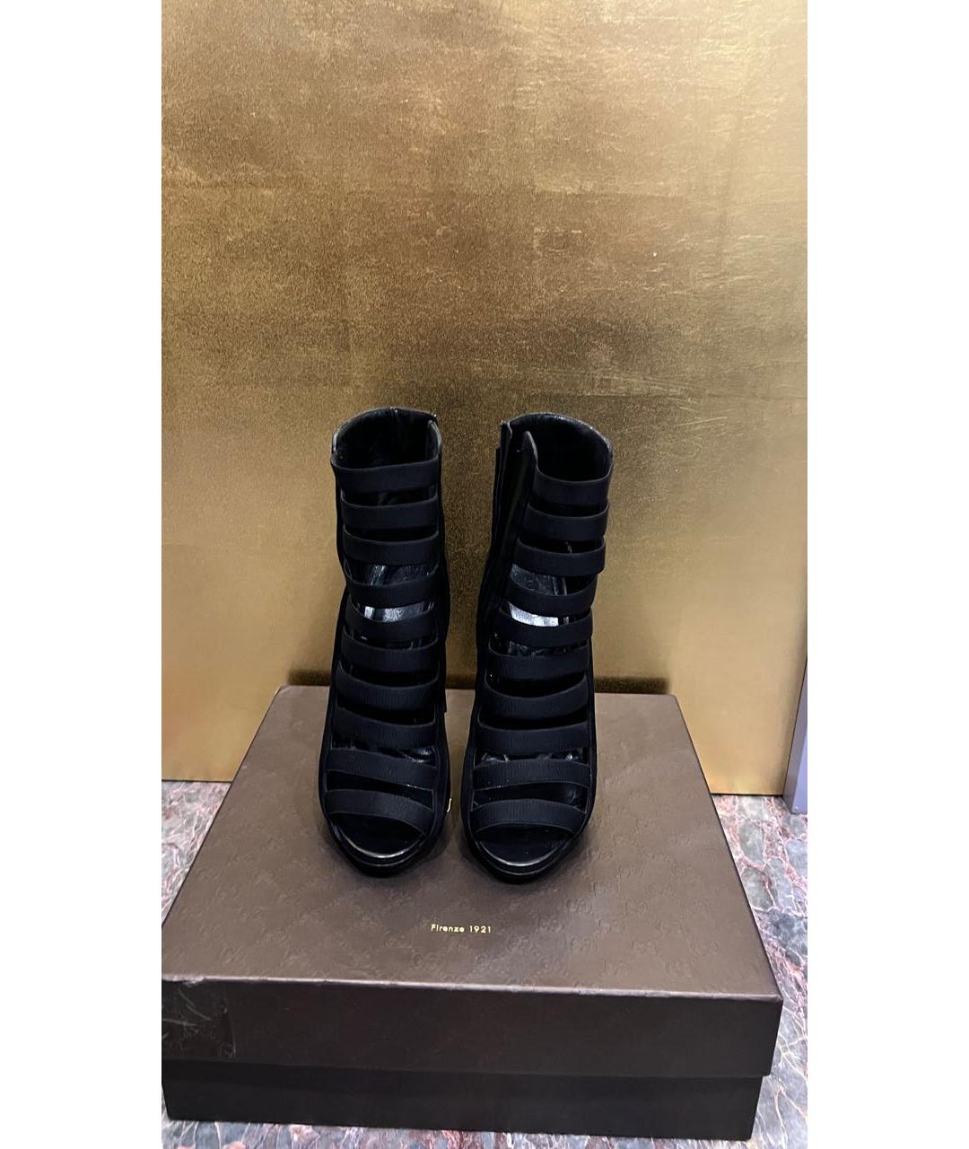 GUCCI Черные кожаные босоножки, фото 2