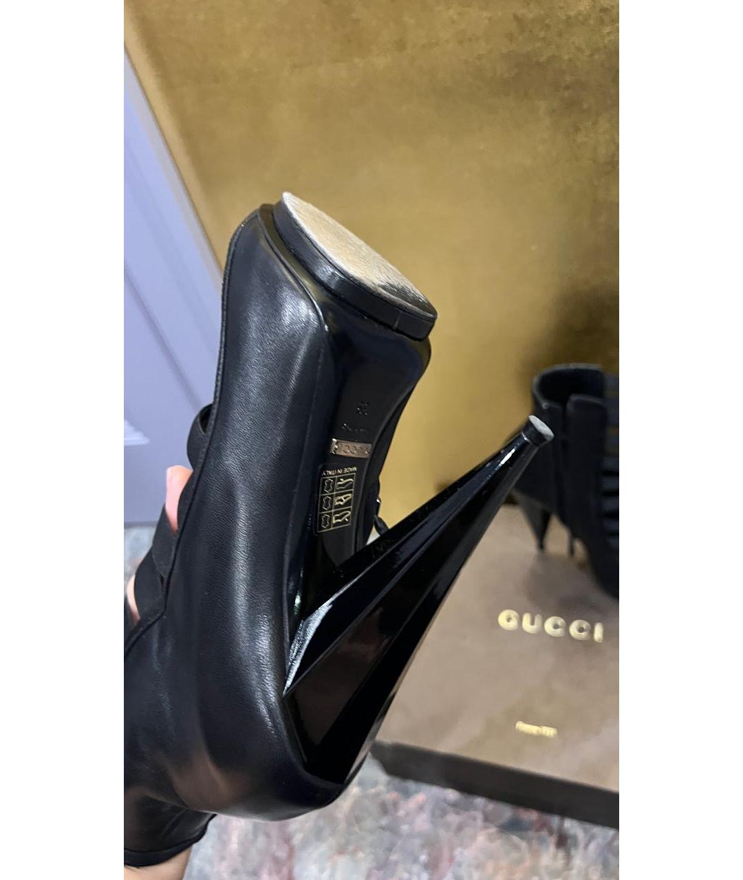 GUCCI Черные кожаные босоножки, фото 5